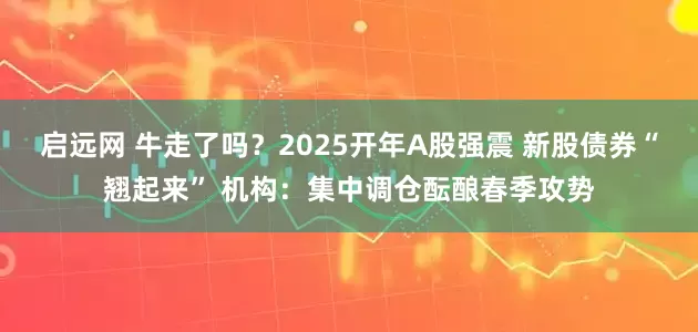 启远网 牛走了吗？2025开年A股强震 新股债券“翘起来” 机构：集中调仓酝酿春季攻势